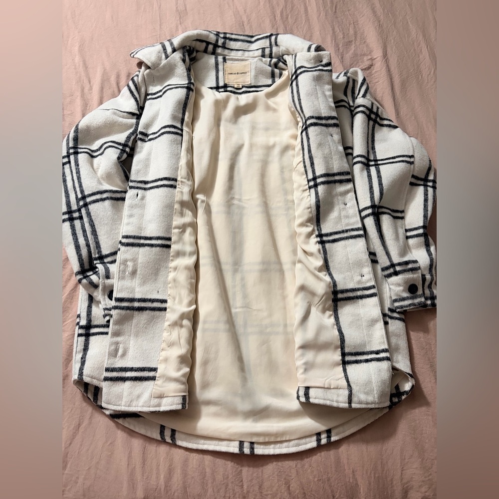 Thread & Supply Cream and Black Plaid Utility Jacket - Picture 9 of 10